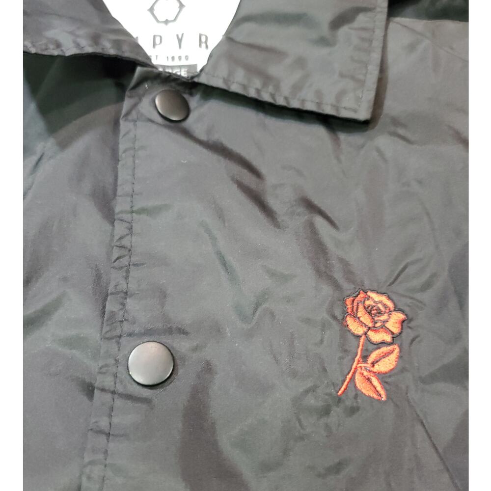 Empyre | Rose Embroidered Black Coach's Jacket/Windbreaker| Size XL - Picture 2 of 8